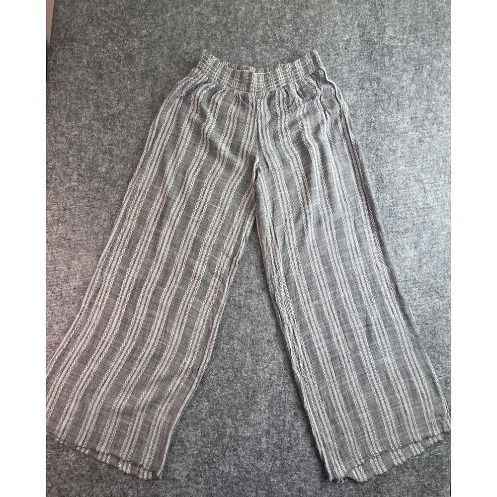 Elan Women's Palazzo Pants Elastic Waist, Wide Leg, Striped, Size S